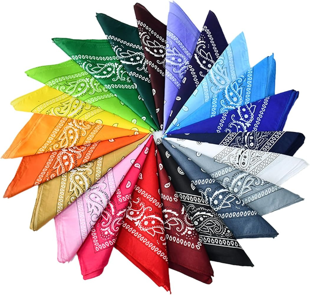 Bandana Scarf 22Pcs Mix Colour Multifunction Head Scarves Unisex Neck Scarves Large Handkerchiefs... | Amazon (UK)