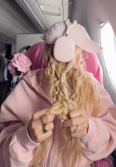 before + after triple braids on the plane in my pink chair hehe 🎀✈️  

 #LTKgrwm #LTKootd #LTKTravel