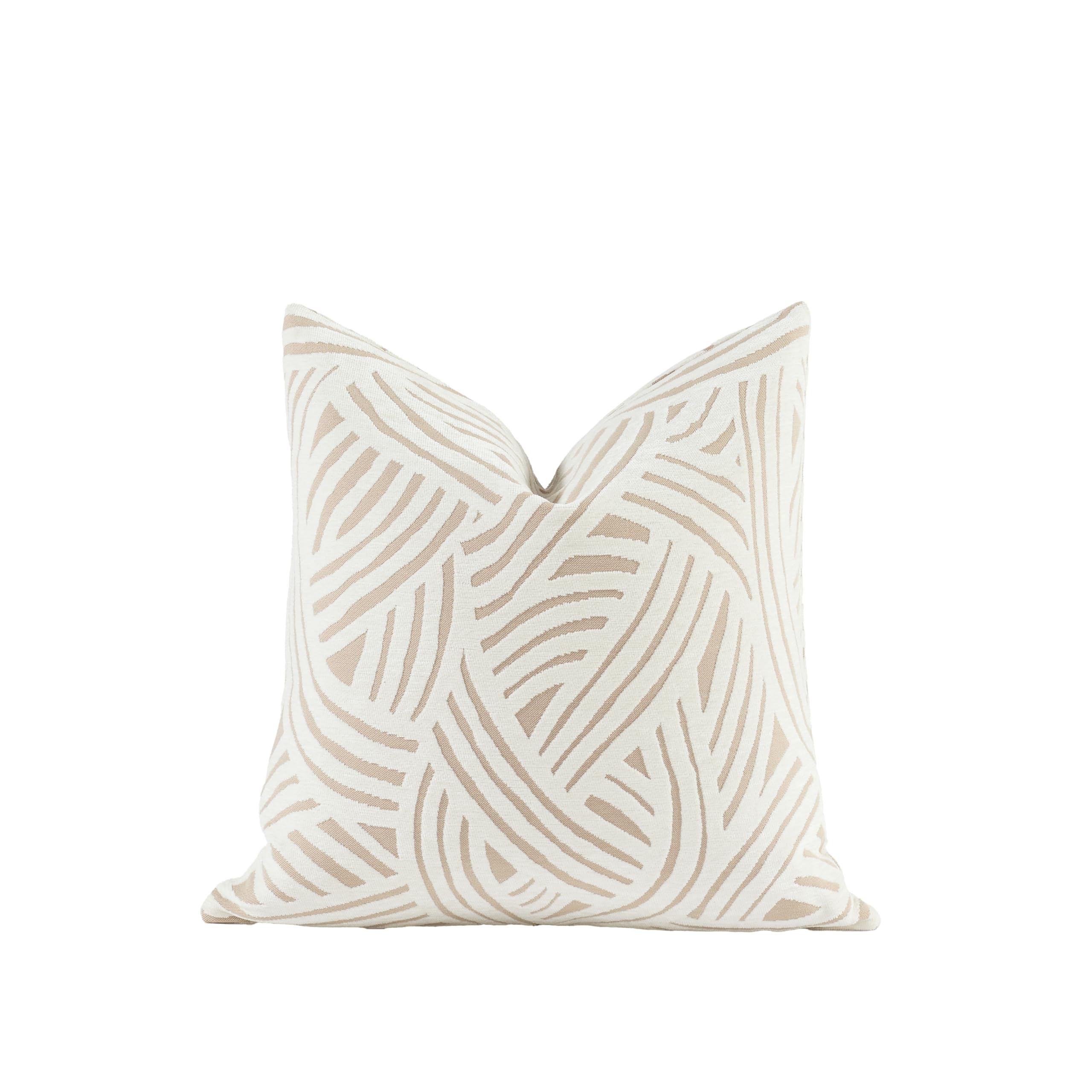 New 20x20'' inches Throw Pillow Cushion Covers - Paradise Beige Color Chenille Jacquard Embroider... | Amazon (US)