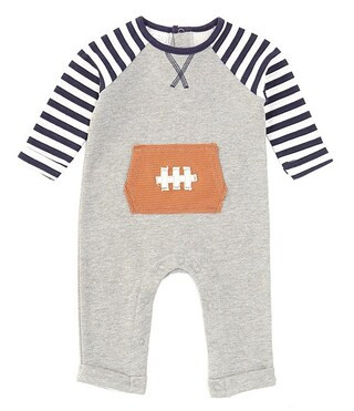 Baby Boys 3-12 Months Raglan Sleeve Football Kangaroo Pocket Coverall | Dillard's