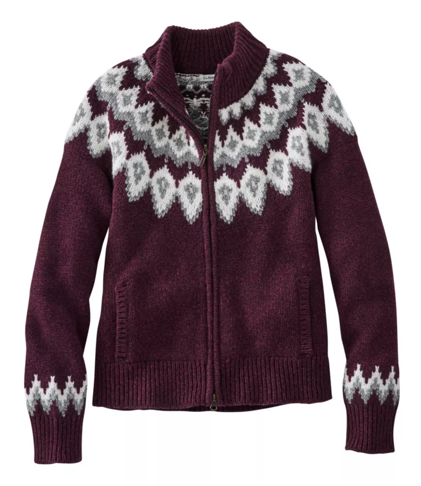 Women's L.L.Bean Classic Ragg Wool Sweater, Fair Isle Cardigan Red Xs | L.L. Bean
