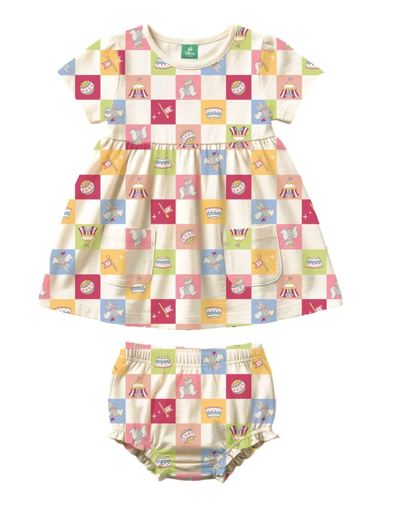 Dumbo Baby Girl Viscose French Terry Dress and Panty Set, Sizes 0-24 Months | Walmart (US)