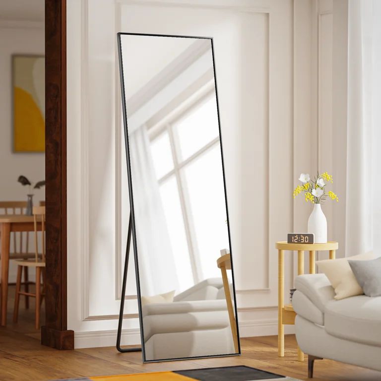 BEAUTYPEAK Full Length Mirror 65"x25" Rectangle Body Dressing Floor Mirrors,Black | Walmart (US)