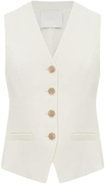 Women's Suit Vest V-Neck Slim Fit Sleeveless Vest Casual Business Dress Vest | Amazon (US)
