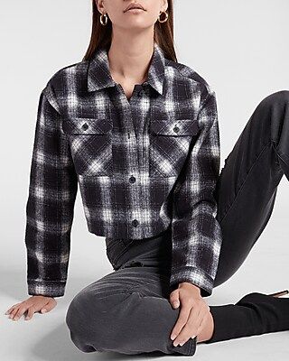 Cropped Plaid Flannel Shirt | Express