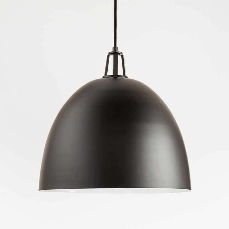 Maddox Black Dome Pendant Large with Black Socket + Reviews | Crate and Barrel | Crate & Barrel