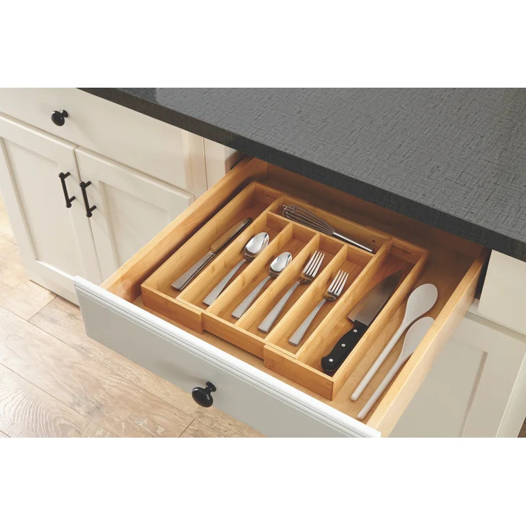 Better Homes & Gardens Natural Bamboo Expandable Silverware Organizer, 13.98 x 10.04-15.35 x 1.97... | Walmart (US)