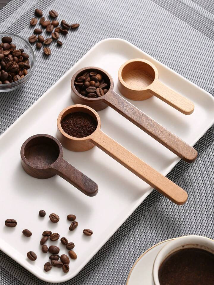 1pc Black Walnut Wood Coffee Bean Scoop Wooden Measuring Spoon, Coffee Powder And Milk Powder Mea... | SHEIN