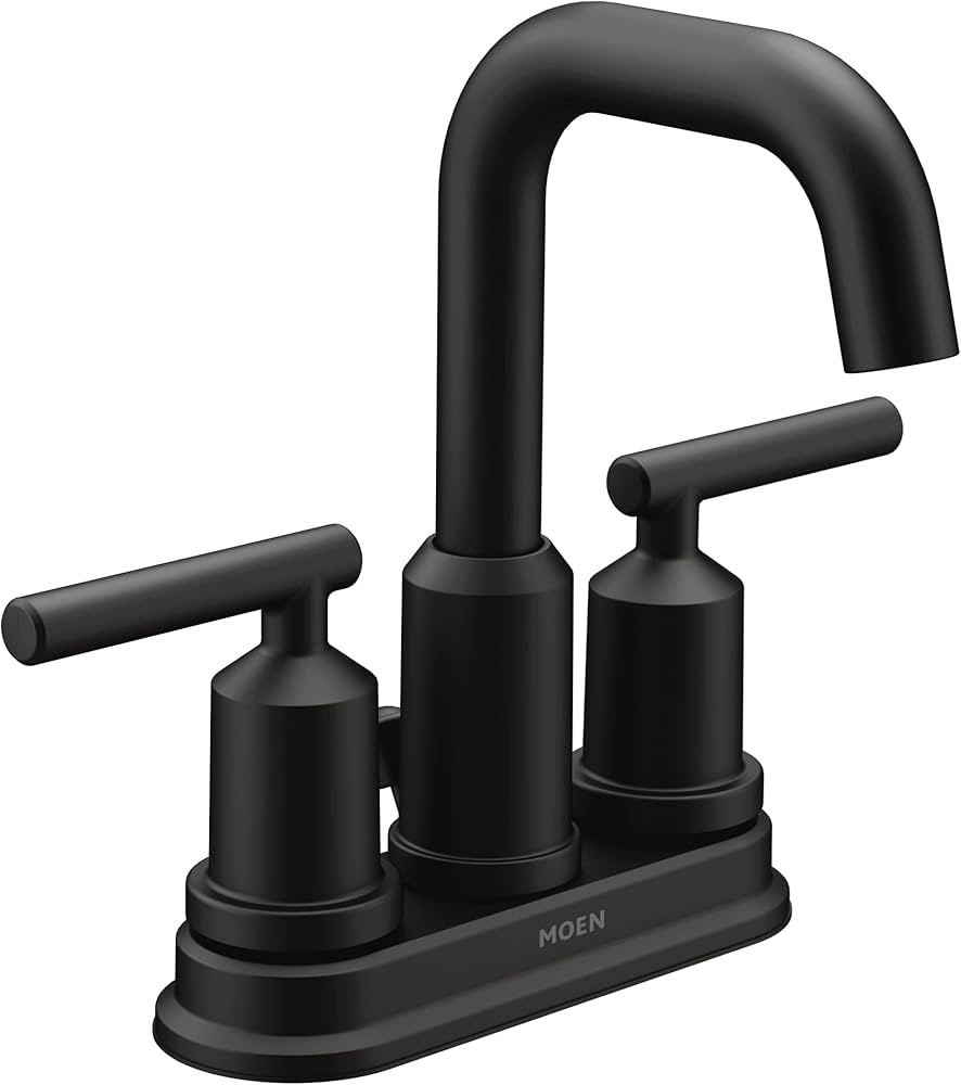 Moen Gibson Matte Black Two-Handle Centerset High Arc Modern Bathroom Faucet with Drain Assembly,... | Amazon (US)
