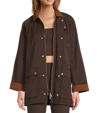 Collared Long Sleeve Zip Front Chore Jacket | Dillard's