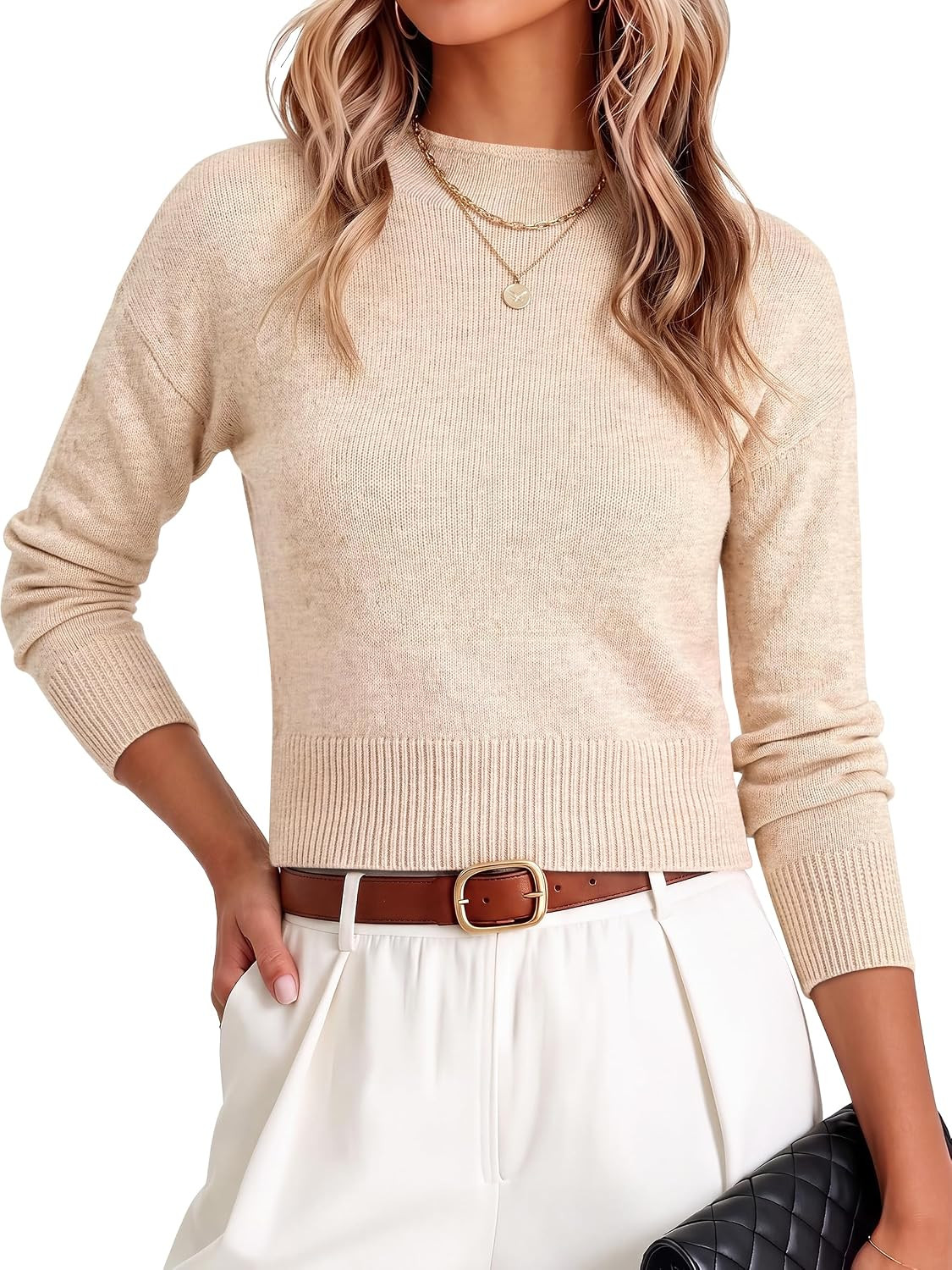 ANRABESS Women's Long Sleeve Lightweight Mock Neck Fall Sweaters | Amazon (US)