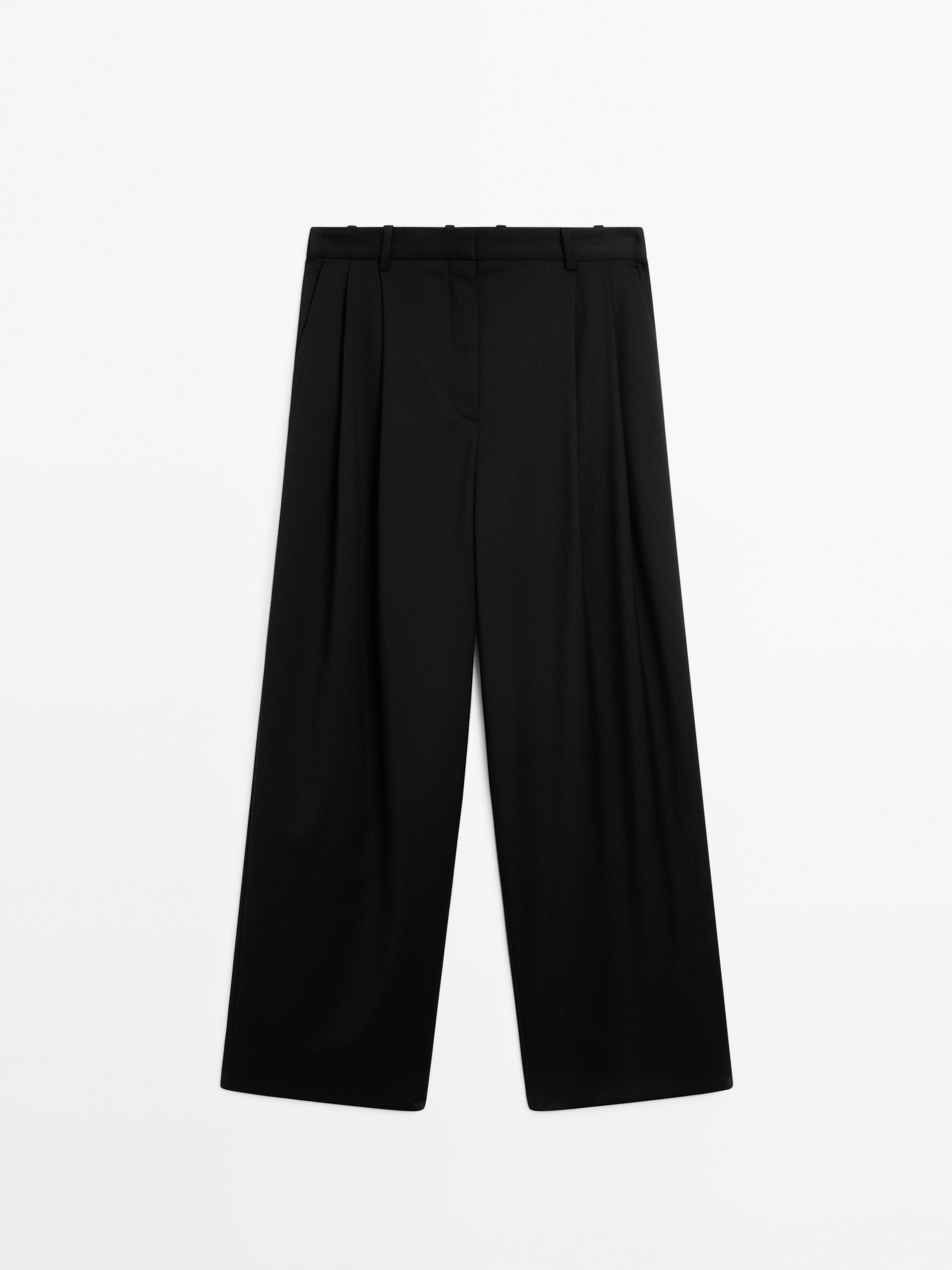 Pleated extra fine wool trousers | Massimo Dutti US