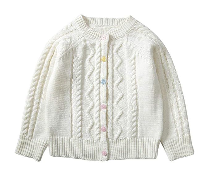 JGJSTAR Toddler/Girls Cable Knit Cardigan Sweater Baby Long Sleeve Outwear 1T-6T | Amazon (US)