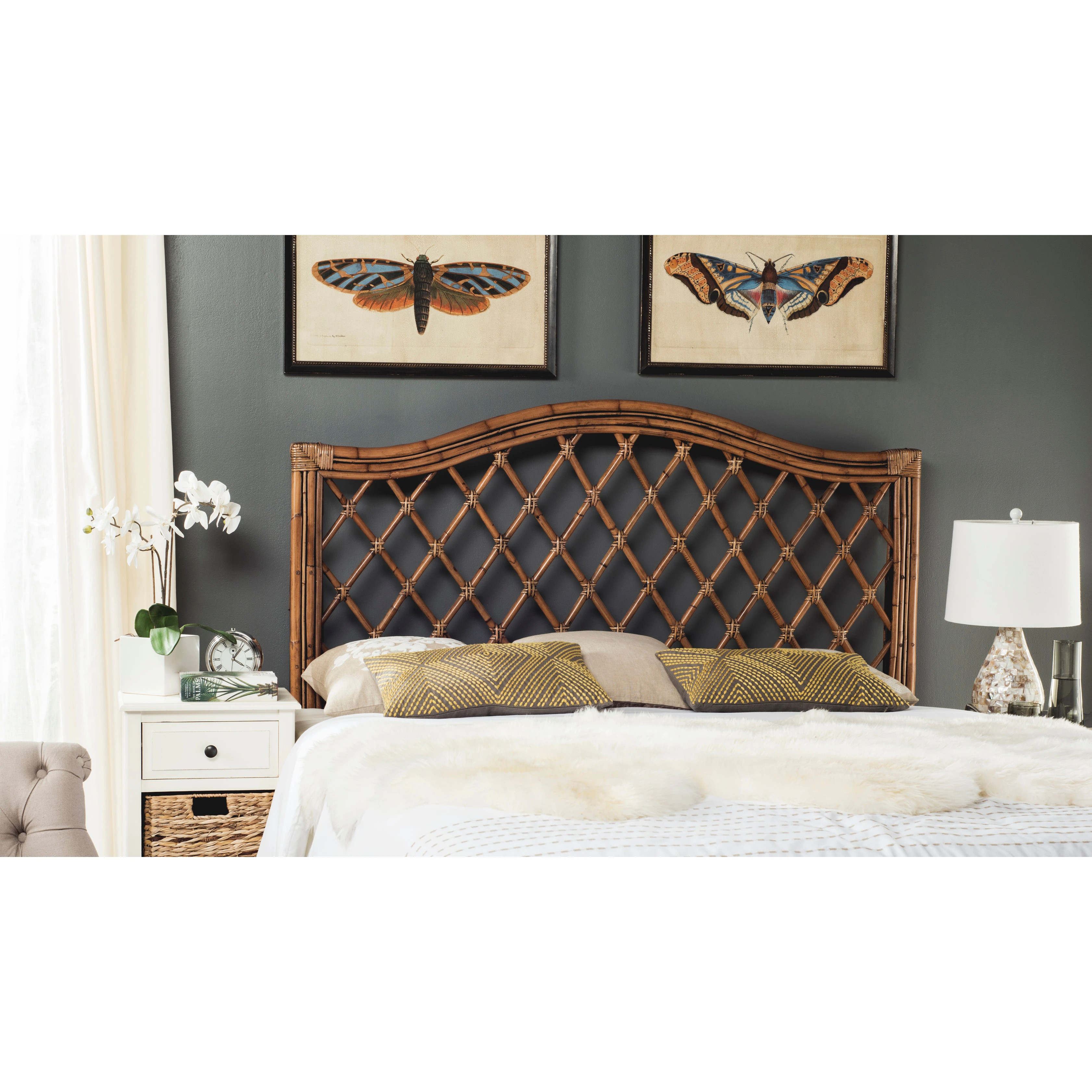 SAFAVIEH Gulfem Brown/ Multi Rattan Wicker Trellis Headboard (Full) - On Sale - Overstock - 40683... | Overstock