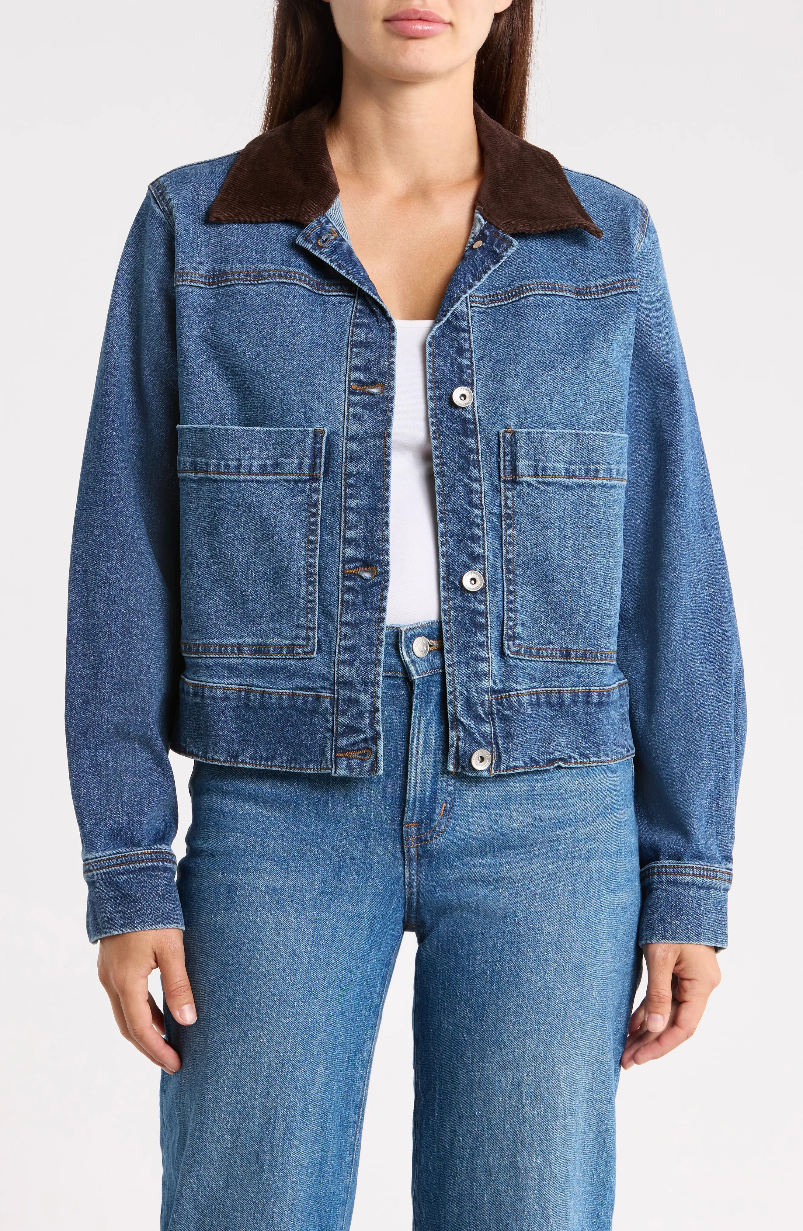 Sanctuary Cropped Utility Jacket in Ace Blue at Nordstrom Rack, Size X-Large | Nordstrom Rack