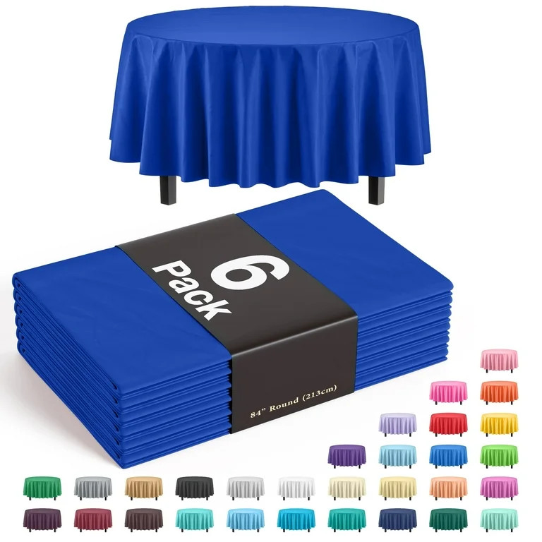 Exquisite Premium 84" x 84" Round Solid Blue Plastic Tablecloths - 6 Count | Walmart (US)