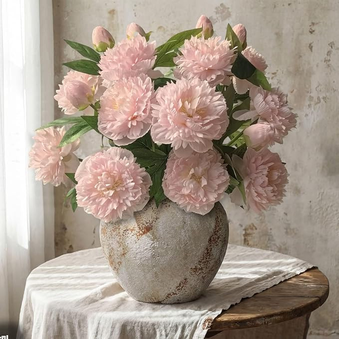 6 Pcs Faux Silk Peony Artificial Flowers for Vase, 25'' Fake Large Peonies Branches with Stems fo... | Amazon (US)