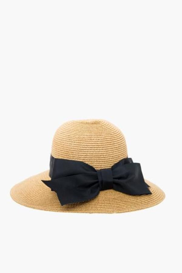 Black Packable Wide Bow Sunhat | Tuckernuck (US)