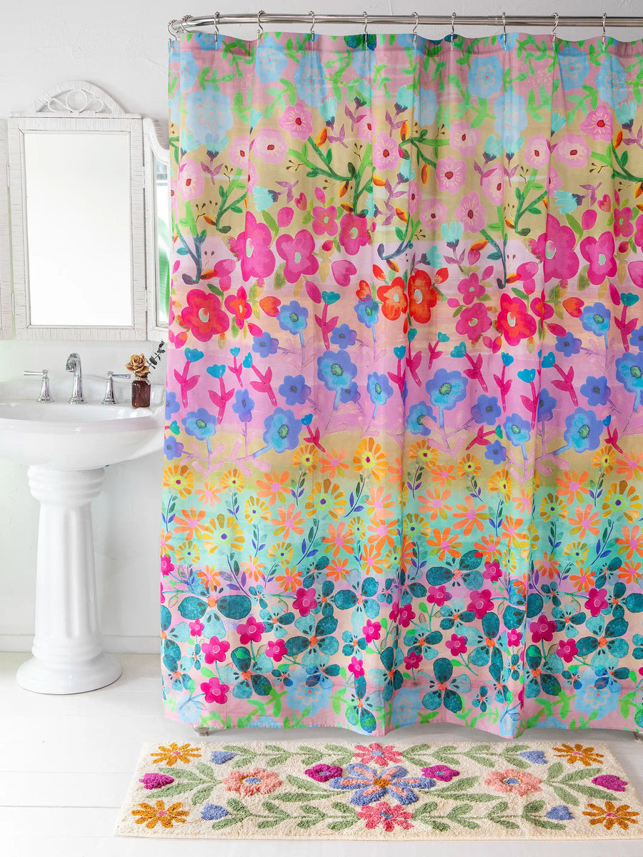 Boho Shower Curtain - Rainbow Floral | Natural Life