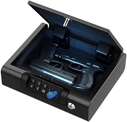 Biometric Gun Safe for Pistols 3-Ways unlock Fingerprint Digital PIN Key Unlock Handgun Safe with... | Amazon (US)