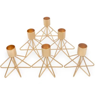 Hosley Gold Metal Taper Candle Holder Set of 6, 3 Inch High - Ideal Gift for Wedding, Party, and Special Occasion - Home Decor, Room Decor, Bedroom De | Wayfair North America