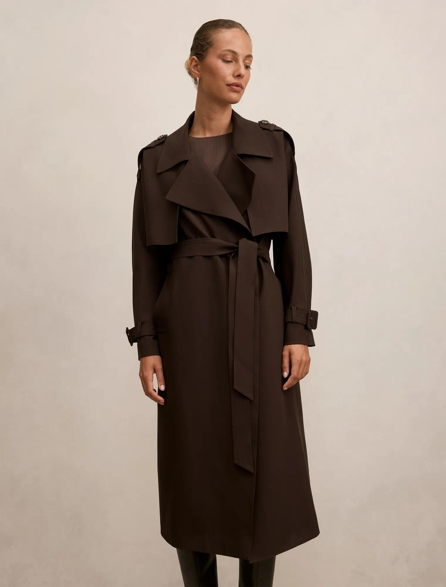 Forever New Women's Ivy Belted Trench Coat in Chocolate | Forever New (AU)
