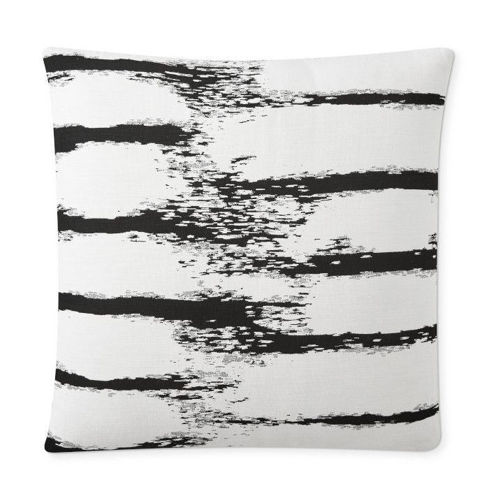 Perennials Moroccan Stripe Woven Melange Outdoor Pillow, 22" x 22", Black | Williams-Sonoma