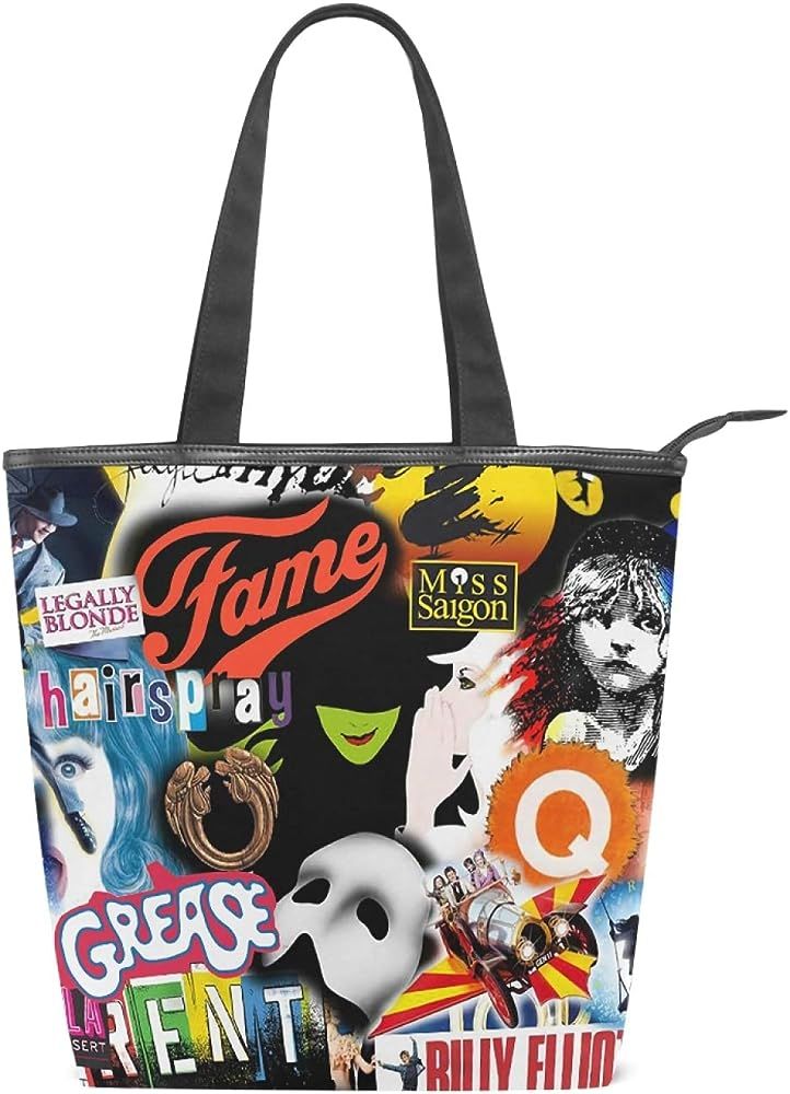 Broadway Musical Tote Bag Gifts for Women Teen Girls Canvas Theater Bag Zipper Shoulder Handbag | Amazon (US)