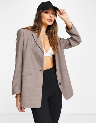 ASOS DESIGN dad blazer in heather brown | ASOS (Global)