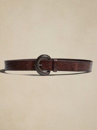 Textured-Buckle Leather Belt | Banana Republic Factory