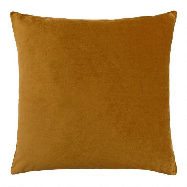 Golden Green Velvet Throw Pillow | World Market