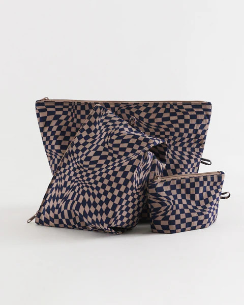 Go Pouch Set - Indigo Trippy Checkers | ban.do