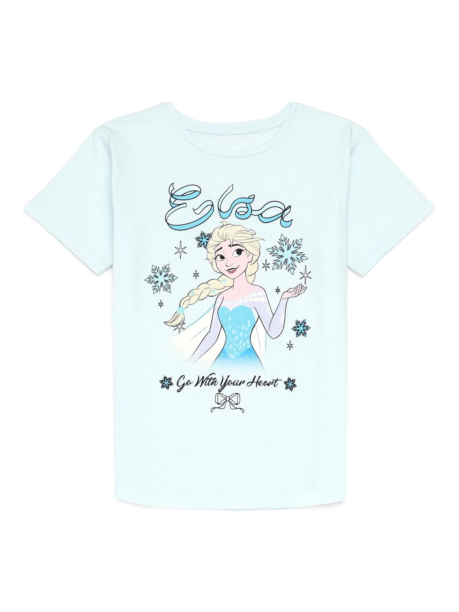 Disney Frozen Elsa Girls Short Sleeve Graphic T-Shirt, Sizes 4-16 - Walmart.com | Walmart (US)