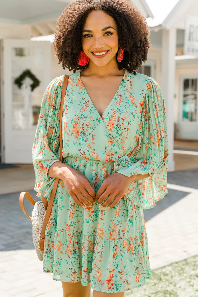 Picture It Sage Green Ditsy Floral Dress | The Mint Julep Boutique