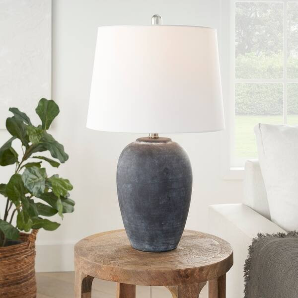 Nourison 23" Unglazed Ceramic Jar Table Lamp - Overstock - 34746443 | Bed Bath & Beyond