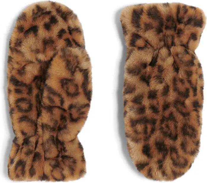 Coco Leopard Faux Fur Gloves | Nordstrom