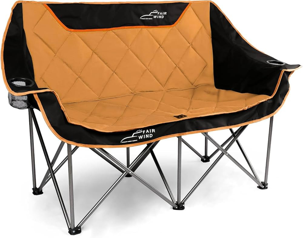 FAIR WIND Oversized Fully Padded Camping Chair Folding Loveseat Camping Couch Double Duo Chair He... | Amazon (US)