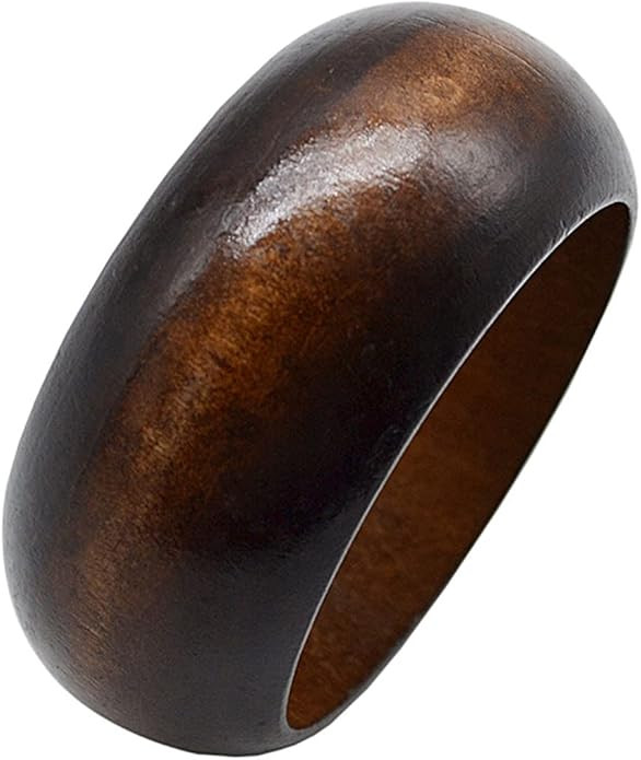 COLORFUL BLING Natural Wooden Chunky Wide Bangle Handmade Ethnic Carved Flower Statement Wrap Bra... | Amazon (US)