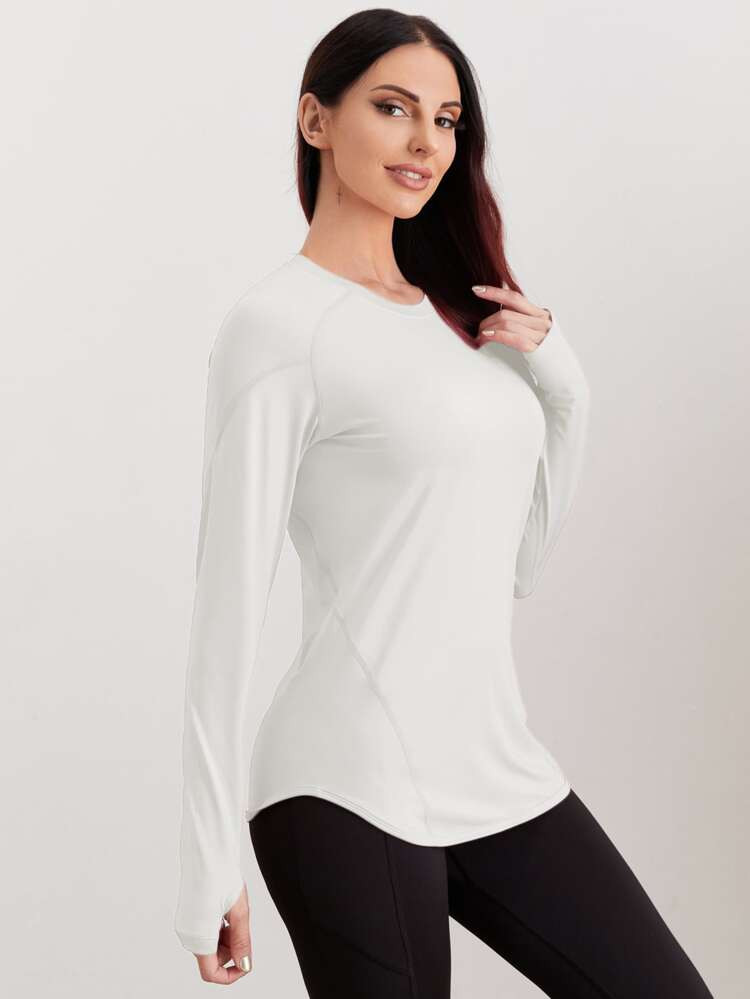Raglan Sleeve Sports Tee With Thumb Holes
       
              
              $9.99        
    ... | SHEIN