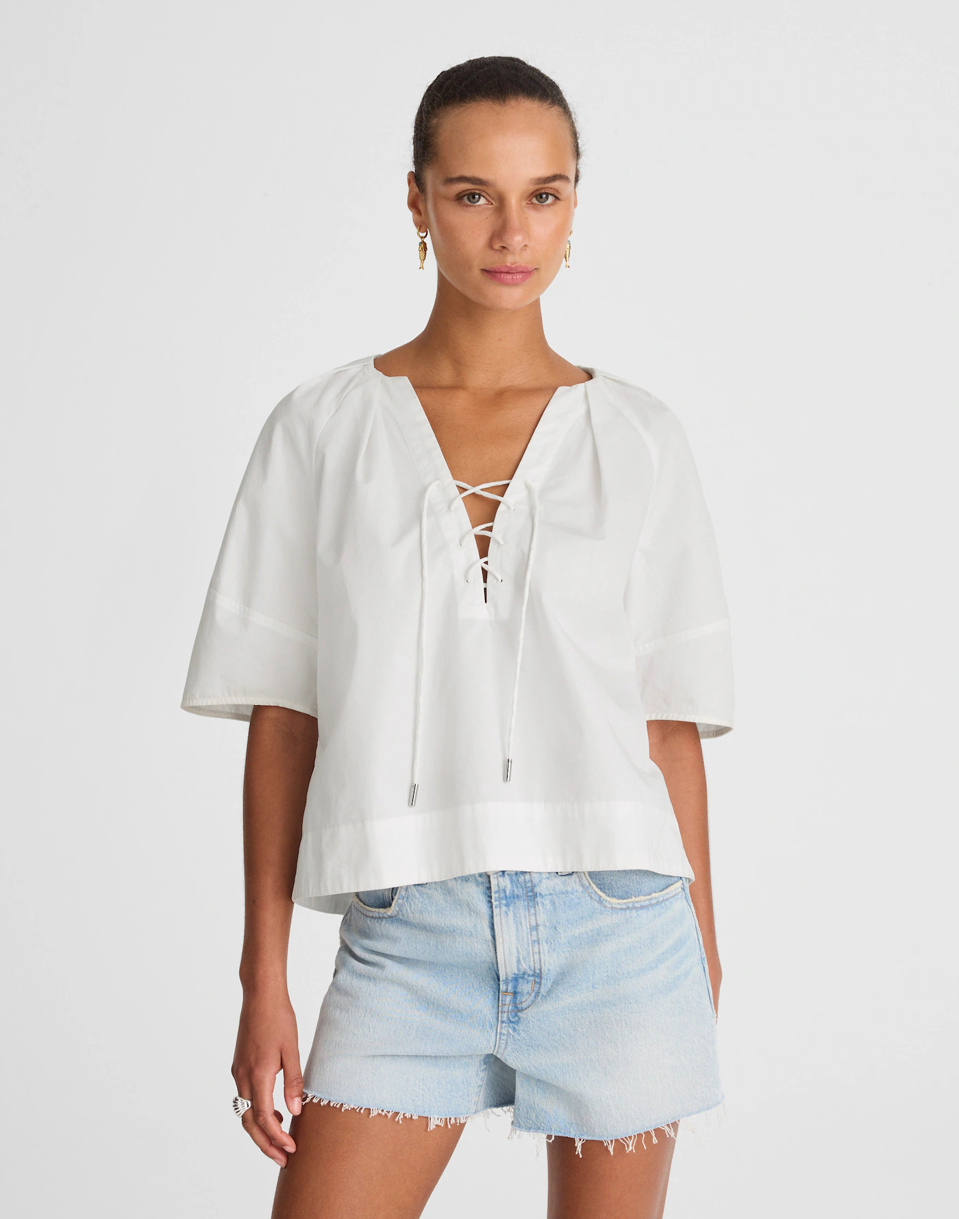 Poplin Lace-Up Top | Madewell | Madewell