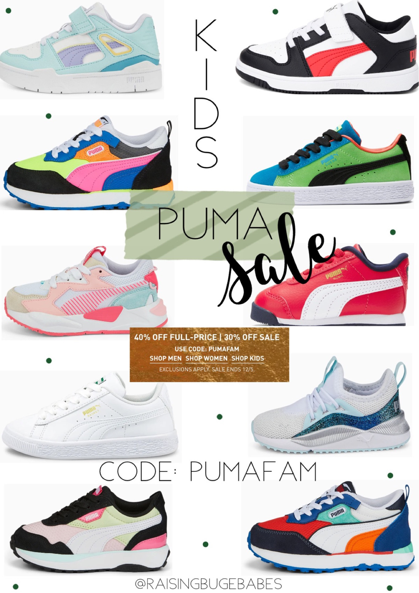 Sneaker gift guide for littles! They have so many fun color options from toddler-big kid. Code: PUMAFAM 

#LTKkids #LTKshoecrush #LTKGiftGuide