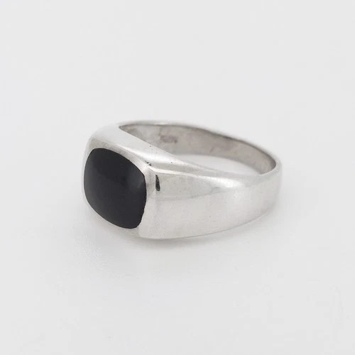 Vintage Silver Onyx Signet Ring Marked 925 Sterling Silver UK Size S | eBay UK