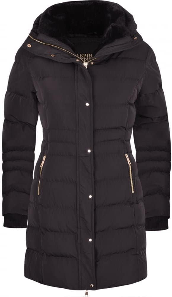 Spindle Womens Designer Winter Lined Parka Quilted Coat Fur Collar Hooded Long Ladies Womens Jack... | Amazon (UK)