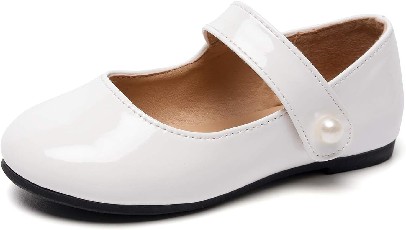 FUNKYMONKEY Toddler/Little Girl Mary Jane Dress Shoes Casual Slip on Ballet Flat | Amazon (US)