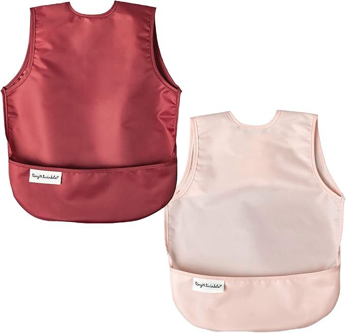 Tiny Twinkle Mess-Proof Apron Toddler Bibs w/ Tug-Proof Closure, Baby Food Bibs, 2 Pack | Amazon (US)
