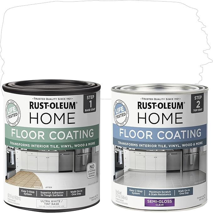 Rust-Oleum 367598 Home Interior Floor Coating Kit, Semi-Gloss Ultra White | Amazon (US)