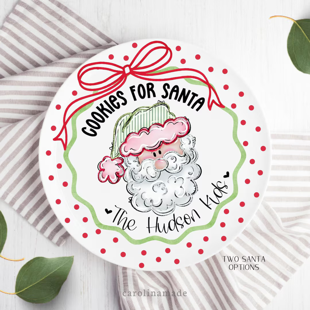 Cookies for Santa Plate, Personalized Childs Santa Cookie Plate, Custom Holiday Cookie Plate, Fam... | Etsy (US)