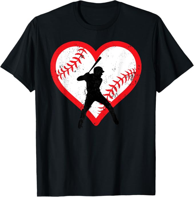 Baseball Heart Valentine's Day Gifts Teen Boys Kids Girls T-Shirt | Amazon (US)