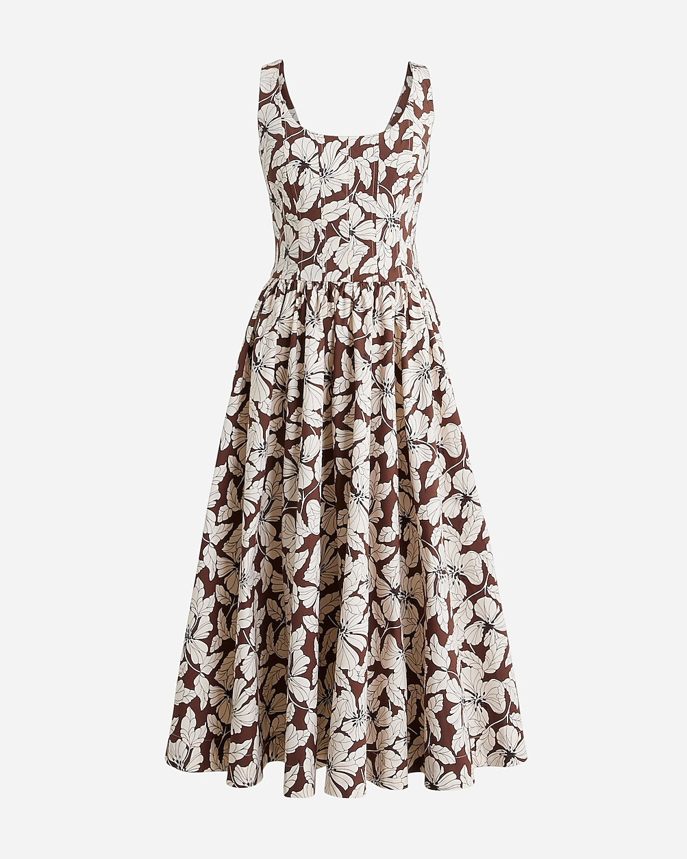 Fit-and-flare midi dress in floral cotton poplin | J. Crew US
