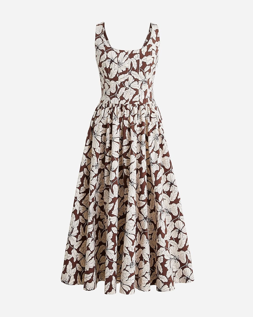 Fit-and-flare midi dress in floral cotton poplin | J.Crew US
